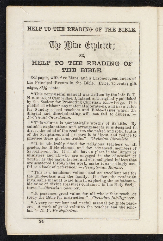 Scan 0024 of The Sunday-school pocket almanac for the year of Our Lord 1855