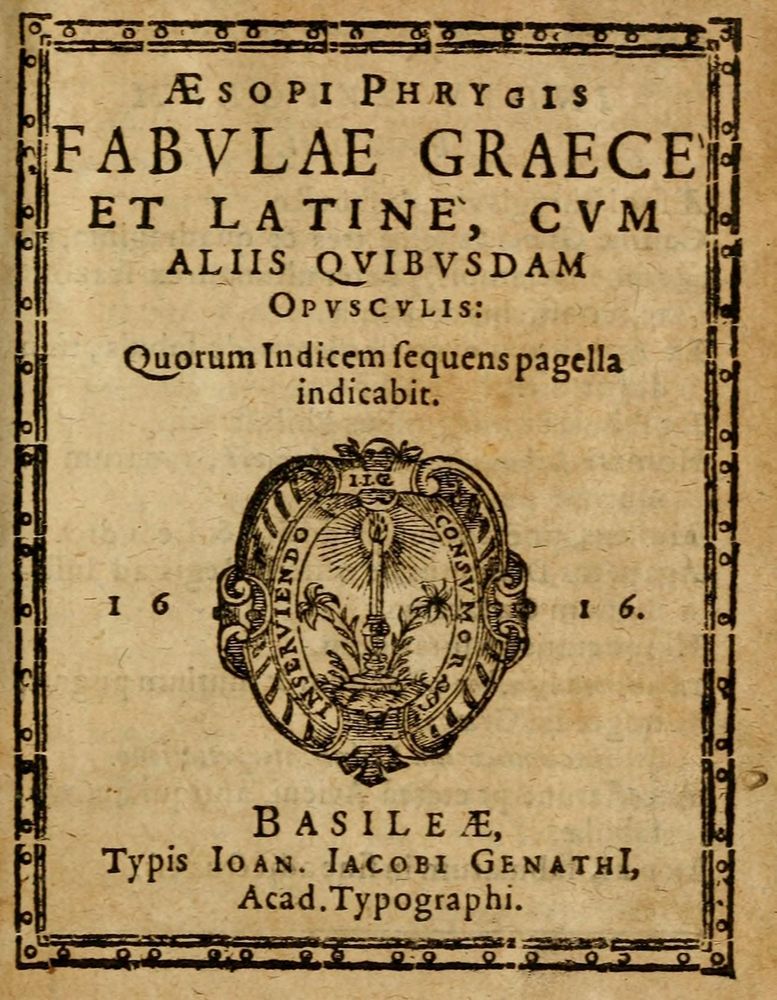 Scan 0005 of Æsopi Phrygis Fabulae graece et latine, cum aliis quibusdam opusculis