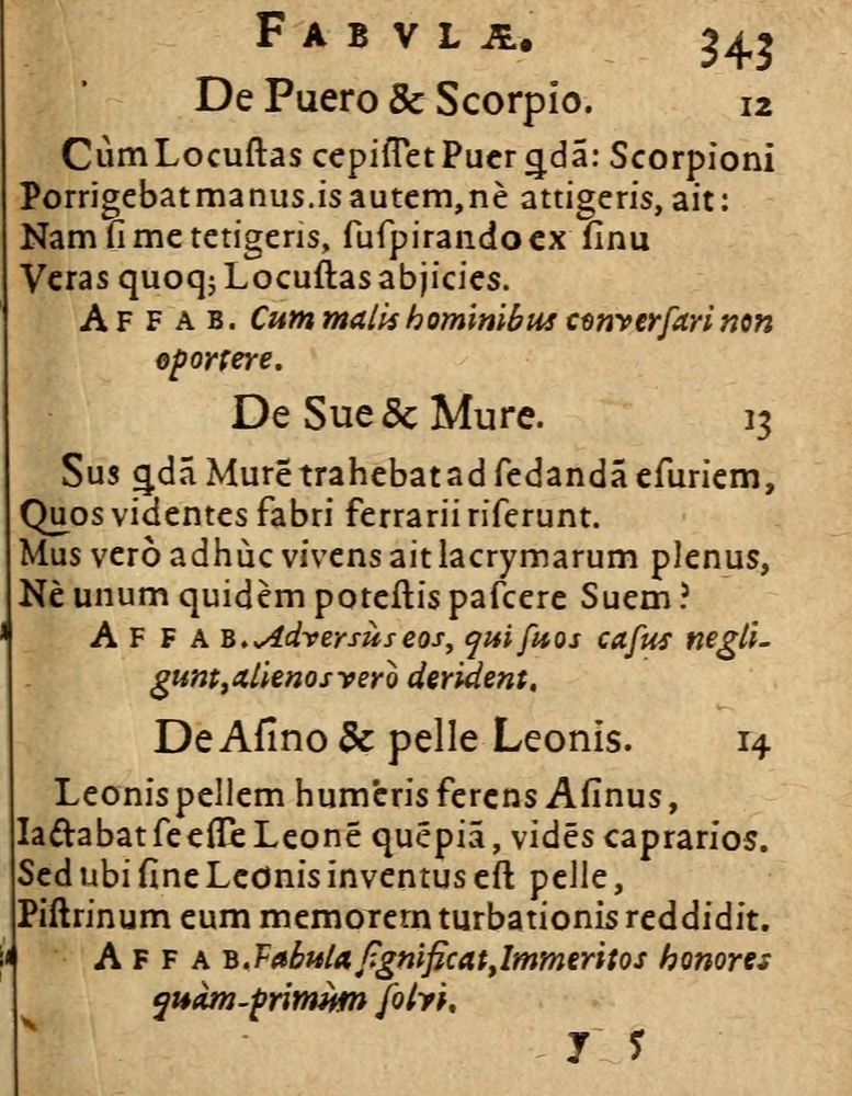 Scan 0349 of Æsopi Phrygis Fabulae graece et latine, cum aliis quibusdam opusculis