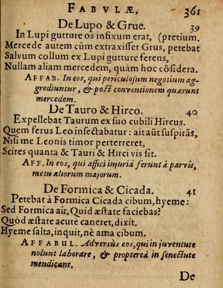 Scan 0367 of Æsopi Phrygis Fabulae graece et latine, cum aliis quibusdam opusculis